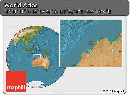 Satellite Location Map of the Area around 14° 56' 57" S, 124° 10' 30" E