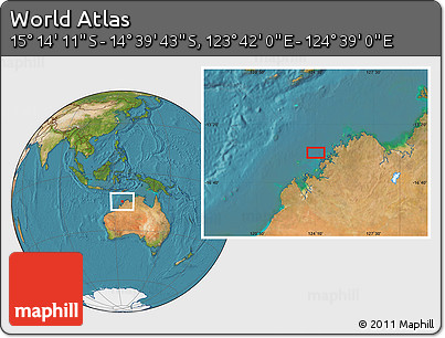 Satellite Location Map of the Area around 14° 56' 57" S, 124° 10' 30" E