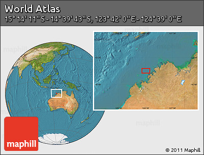 Satellite Location Map of the Area around 14° 56' 57" S, 124° 10' 30" E
