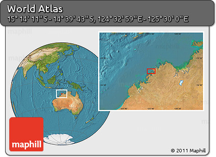 Satellite Location Map of the Area around 14° 56' 57" S, 125° 1' 30" E