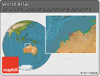 Satellite Location Map of the Area around 14° 56' 57" S, 125° 1' 30" E