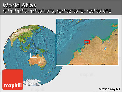 Satellite Location Map of the Area around 14° 56' 57" S, 125° 1' 30" E