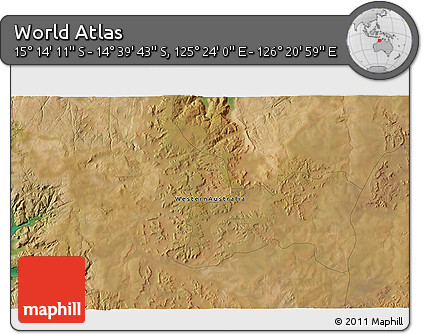 Satellite 3D Map of the Area around 14° 56' 57" S, 125° 52' 30" E