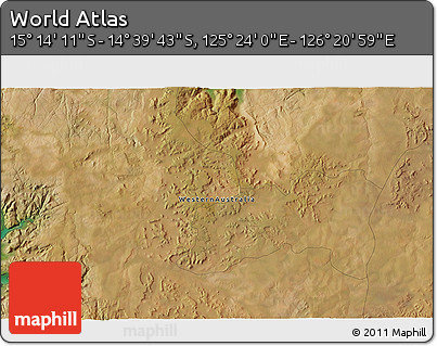 Satellite 3D Map of the Area around 14° 56' 57" S, 125° 52' 30" E