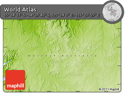 Physical Map of the Area around 14° 56' 57" S, 125° 52' 30" E