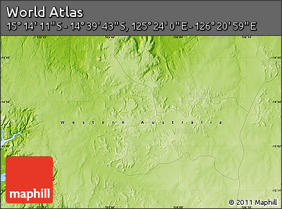 Physical Map of the Area around 14° 56' 57" S, 125° 52' 30" E