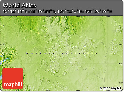 Physical Map of the Area around 14° 56' 57" S, 125° 52' 30" E