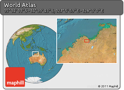 Satellite Location Map of the Area around 14° 56' 57" S, 127° 34' 30" E