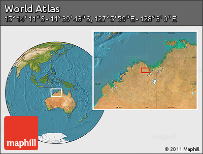 Satellite Location Map of the Area around 14° 56' 57" S, 127° 34' 30" E