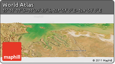 Satellite Panoramic Map of the Area around 14° 56' 57" S, 128° 25' 30" E