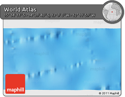Physical 3D Map of the Area around 14° 56' 57" S, 12° 40' 30" W