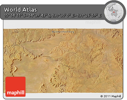 Satellite 3D Map of the Area around 14° 56' 57" S, 130° 58' 29" E