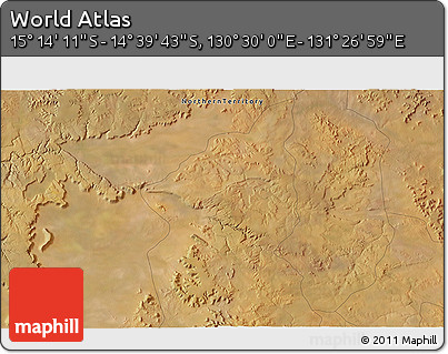 Satellite 3D Map of the Area around 14° 56' 57" S, 130° 58' 29" E