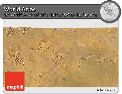 Satellite 3D Map of the Area around 14° 56' 57" S, 131° 49' 29" E