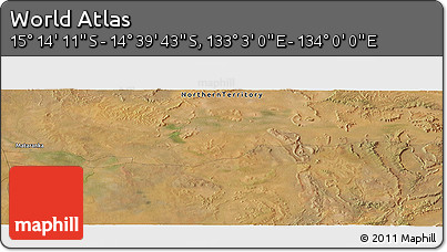 Satellite Panoramic Map of the Area around 14° 56' 57" S, 133° 31' 30" E