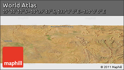 Satellite Panoramic Map of the Area around 14° 56' 57" S, 133° 31' 30" E