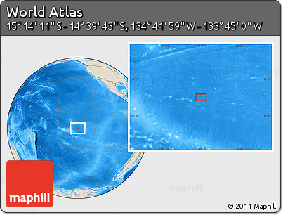 Shaded Relief Location Map of the Area around 14° 56' 57" S, 134° 13' 29" W