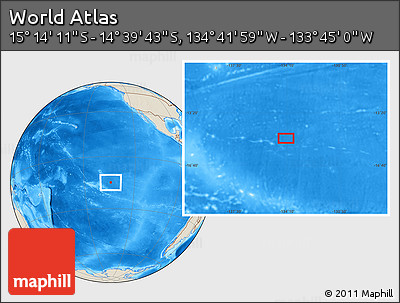 Shaded Relief Location Map of the Area around 14° 56' 57" S, 134° 13' 29" W