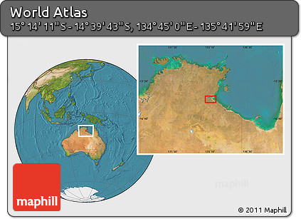 Satellite Location Map of the Area around 14° 56' 57" S, 135° 13' 29" E