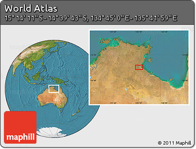 Satellite Location Map of the Area around 14° 56' 57" S, 135° 13' 29" E