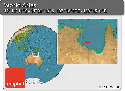 Satellite Location Map of the Area around 14° 56' 57" S, 137° 46' 30" E