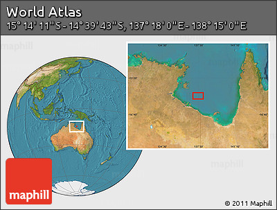 Satellite Location Map of the Area around 14° 56' 57" S, 137° 46' 30" E