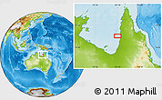 Physical Location Map of the area around 14° 56' 57" S, 141° 10' 30" E