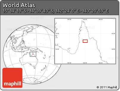 Blank Location Map of the Area around 14° 56' 57" S, 142° 52' 30" E