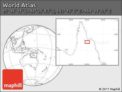 Blank Location Map of the Area around 14° 56' 57" S, 143° 43' 29" E