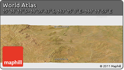 Satellite Panoramic Map of the Area around 14° 56' 57" S, 143° 43' 29" E