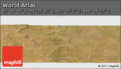 Satellite Panoramic Map of the Area around 14° 56' 57" S, 143° 43' 29" E