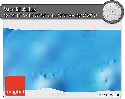 Physical 3D Map of the Area around 14° 56' 57" S, 143° 34' 29" W