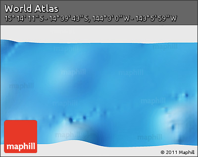 Physical 3D Map of the Area around 14° 56' 57" S, 143° 34' 29" W