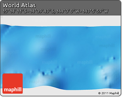 Physical 3D Map of the Area around 14° 56' 57" S, 143° 34' 29" W