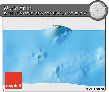 Physical 3D Map of the Area around 14° 56' 57" S, 145° 16' 30" W