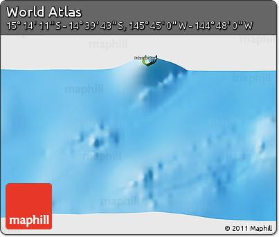 Physical 3D Map of the Area around 14° 56' 57" S, 145° 16' 30" W