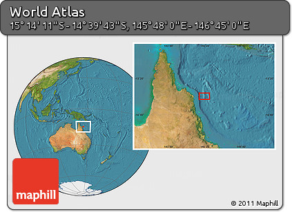 Satellite Location Map of the Area around 14° 56' 57" S, 146° 16' 30" E