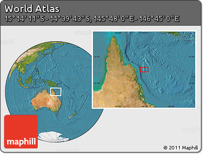 Satellite Location Map of the Area around 14° 56' 57" S, 146° 16' 30" E