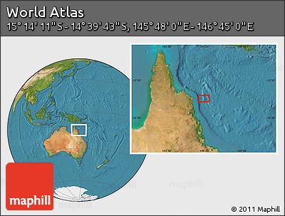 Satellite Location Map of the Area around 14° 56' 57" S, 146° 16' 30" E