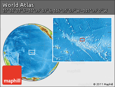 Physical Location Map of the Area around 14° 56' 57" S, 146° 7' 30" W