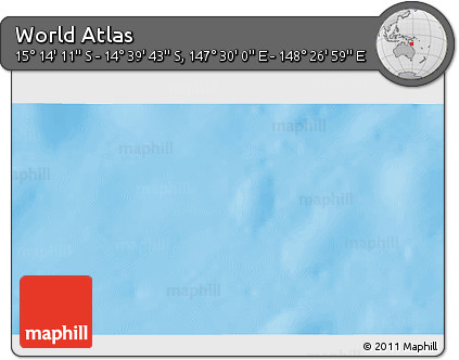 Physical 3D Map of the Area around 14° 56' 57" S, 147° 58' 29" E