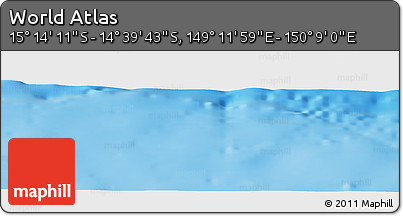 Physical Panoramic Map of the Area around 14° 56' 57" S, 149° 40' 30" E