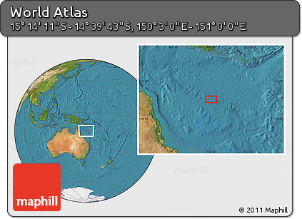 Satellite Location Map of the Area around 14° 56' 57" S, 150° 31' 30" E