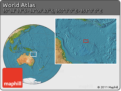 Satellite Location Map of the Area around 14° 56' 57" S, 150° 31' 30" E