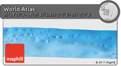Physical Panoramic Map of the Area around 14° 56' 57" S, 150° 31' 30" E