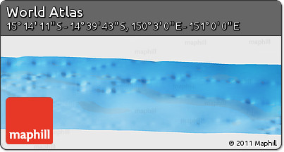 Physical Panoramic Map of the Area around 14° 56' 57" S, 150° 31' 30" E
