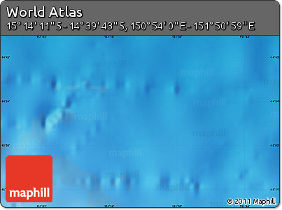 Physical Map of the Area around 14° 56' 57" S, 151° 22' 30" E