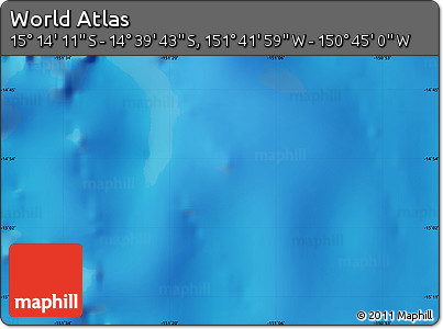 Shaded Relief Map of the Area around 14° 56' 57" S, 151° 13' 29" W