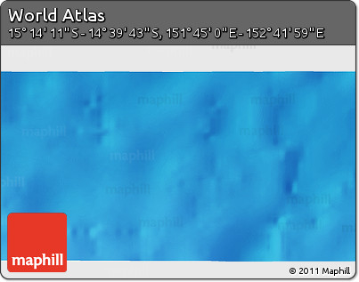 Shaded Relief 3D Map of the Area around 14° 56' 57" S, 152° 13' 29" E
