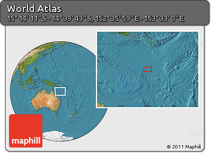 Satellite Location Map of the Area around 14° 56' 57" S, 153° 4' 29" E